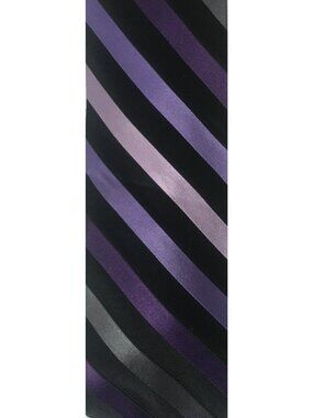 George Neck Tie Black 3 Shades of Purple Diagonal Stripes 58 in Long 3.5 in Wide